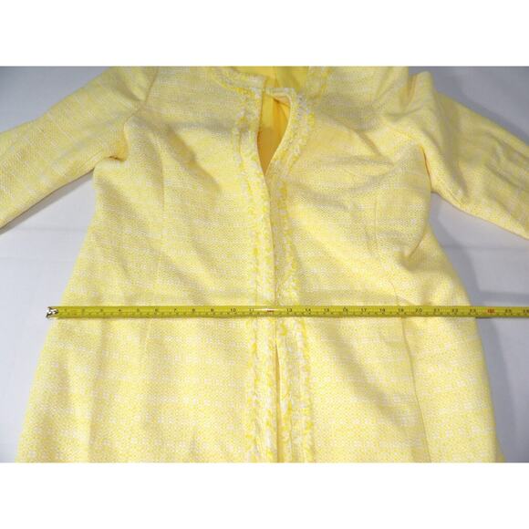 Albert Nippon Sz 18 Jacket Tweed Trench Coat Yellow Lemon Creme Long NWT - Picture 13 of 16